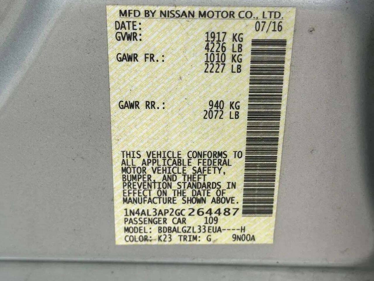 Used 2016 Nissan Altima 2.5 S w/ Power Driver Seat Package FWD image 31