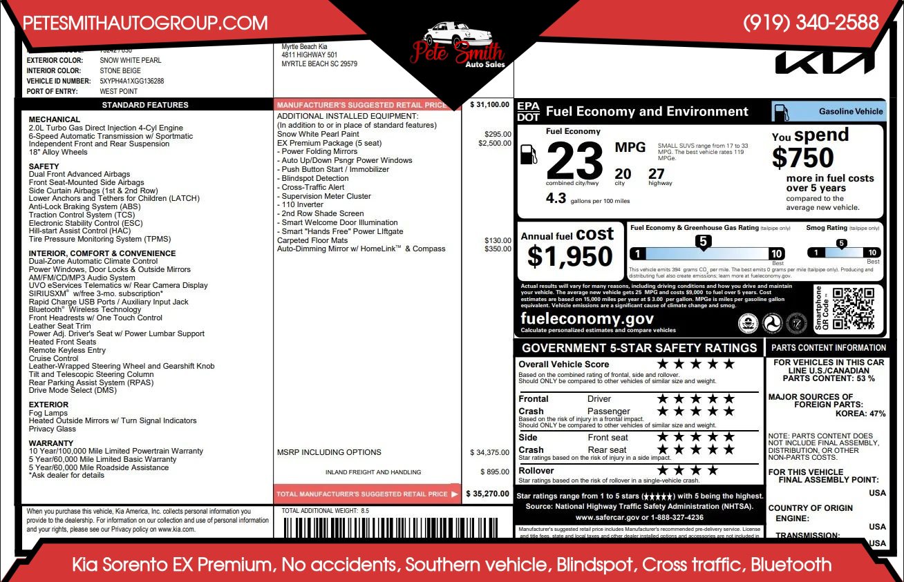 Used 2016 Kia Sorento EX w/ EX Premium Package image 40