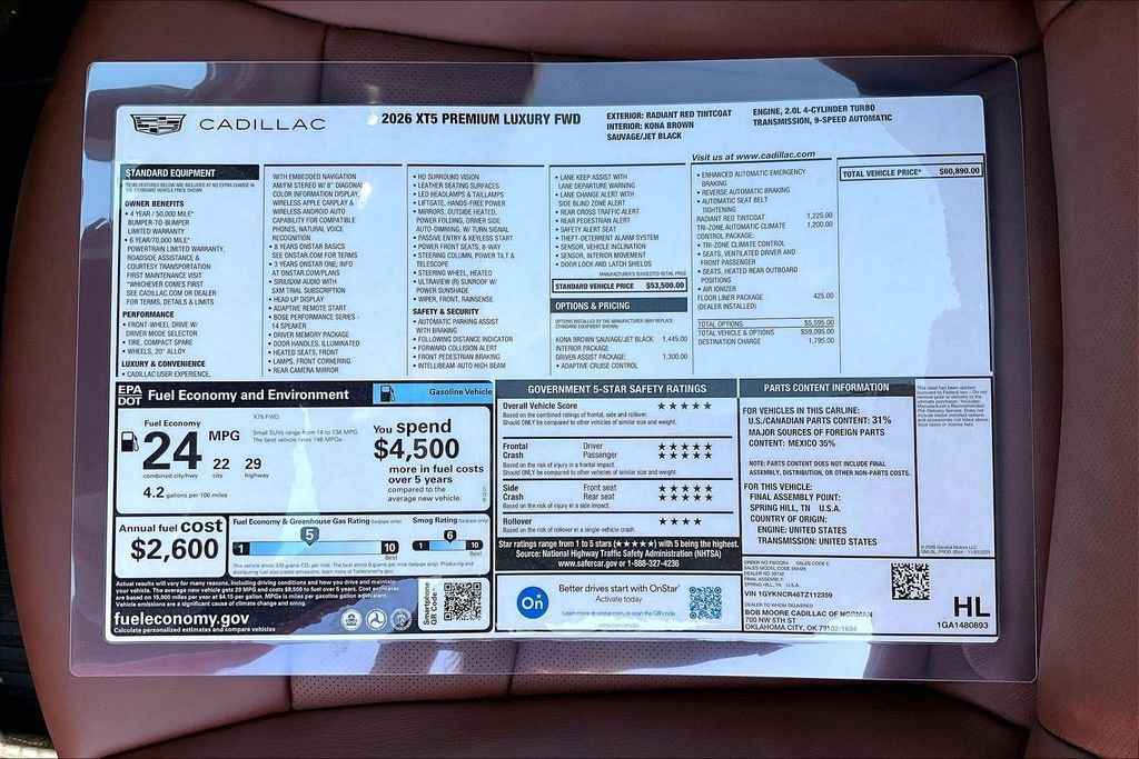 New 2026 Cadillac XT5 Premium Luxury w/ Driver Assist Package FWD image 14