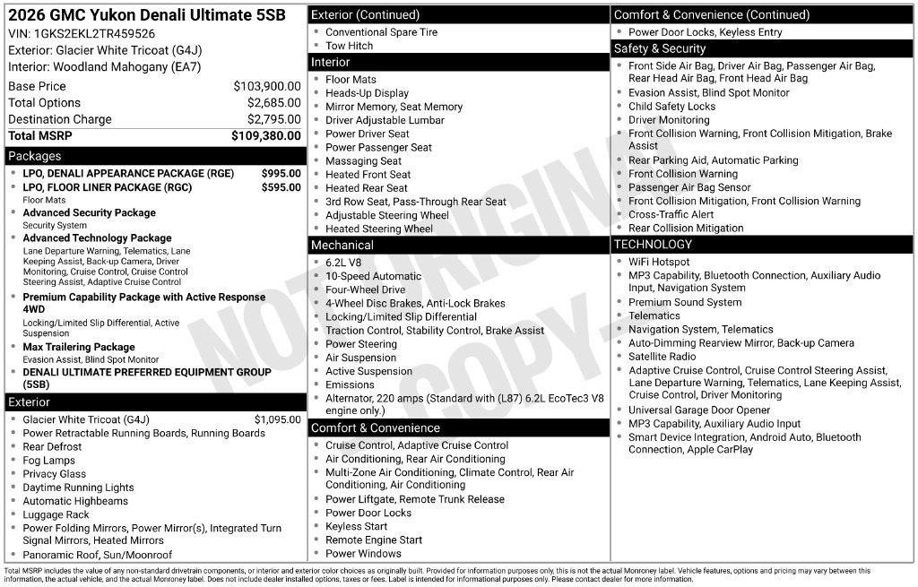New 2026 GMC Yukon Denali Ultimate AWD/4WD image 53