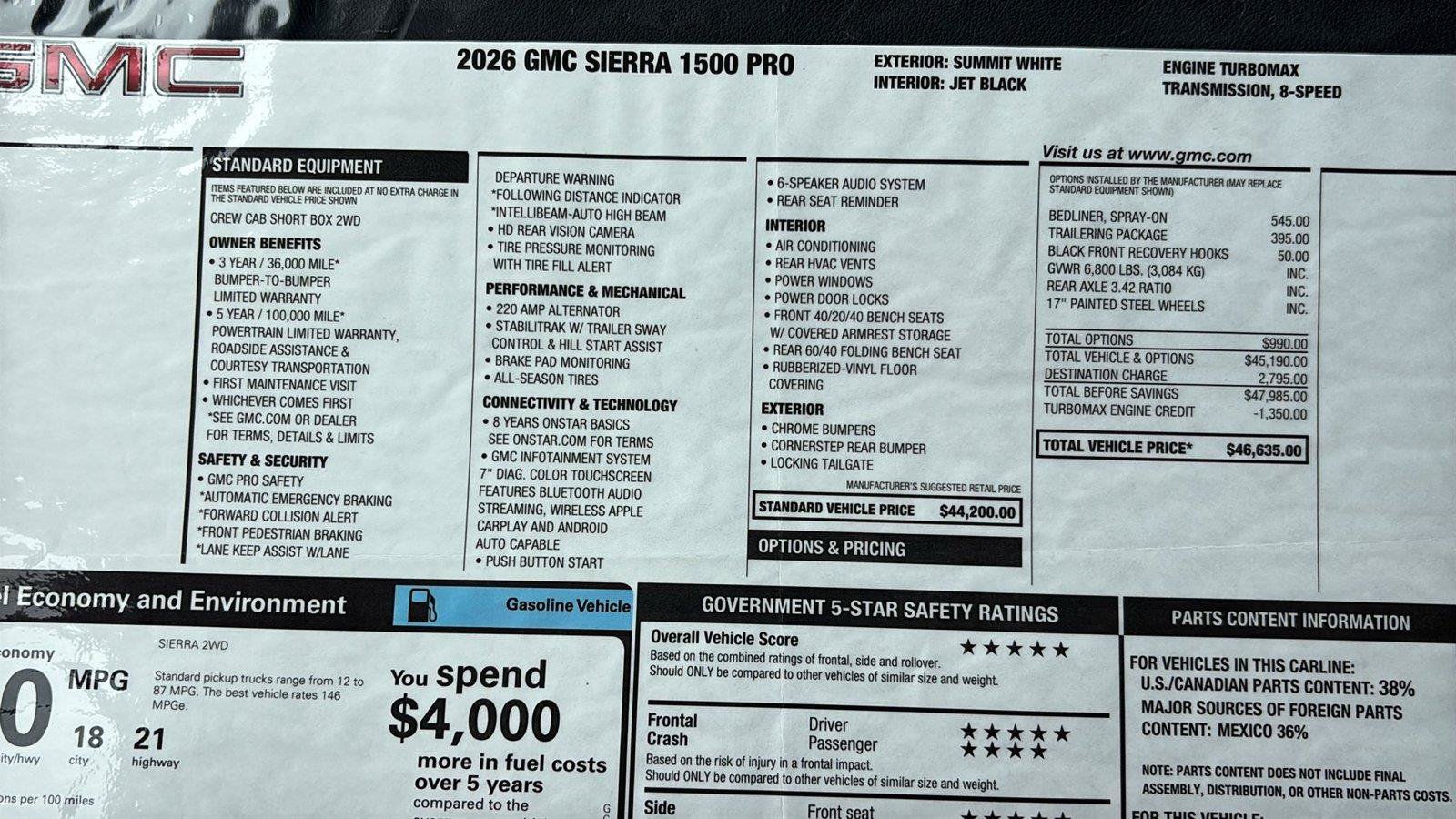 New 2026 GMC Sierra 1500 Pro w/ Trailering Package RWD image 36