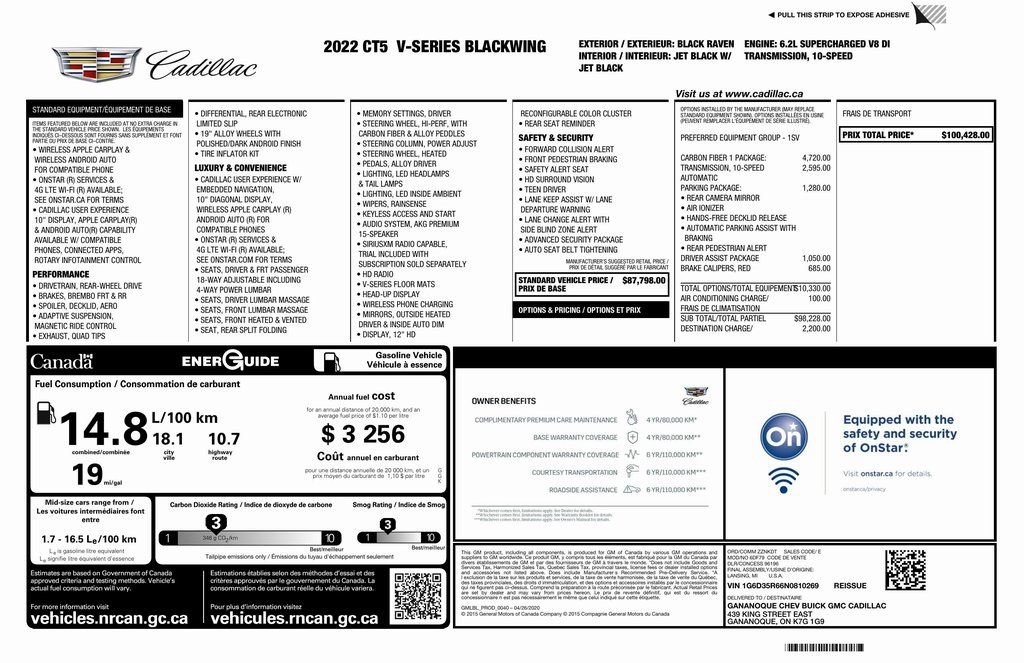 Used 2022 Cadillac CT5 V Blackwing w/ Carbon Fibre Package 1 image 3