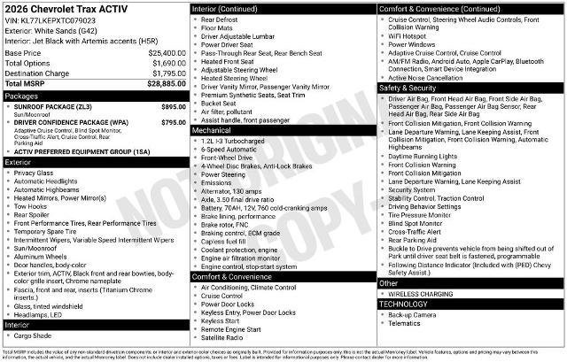 New 2026 Chevrolet Trax ACTIV w/ Sunroof Package image 29