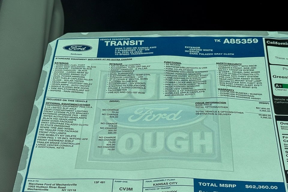 New 2026 Ford Transit 350 148 High Roof AWD w/ Exterior Upgrade Package image 10