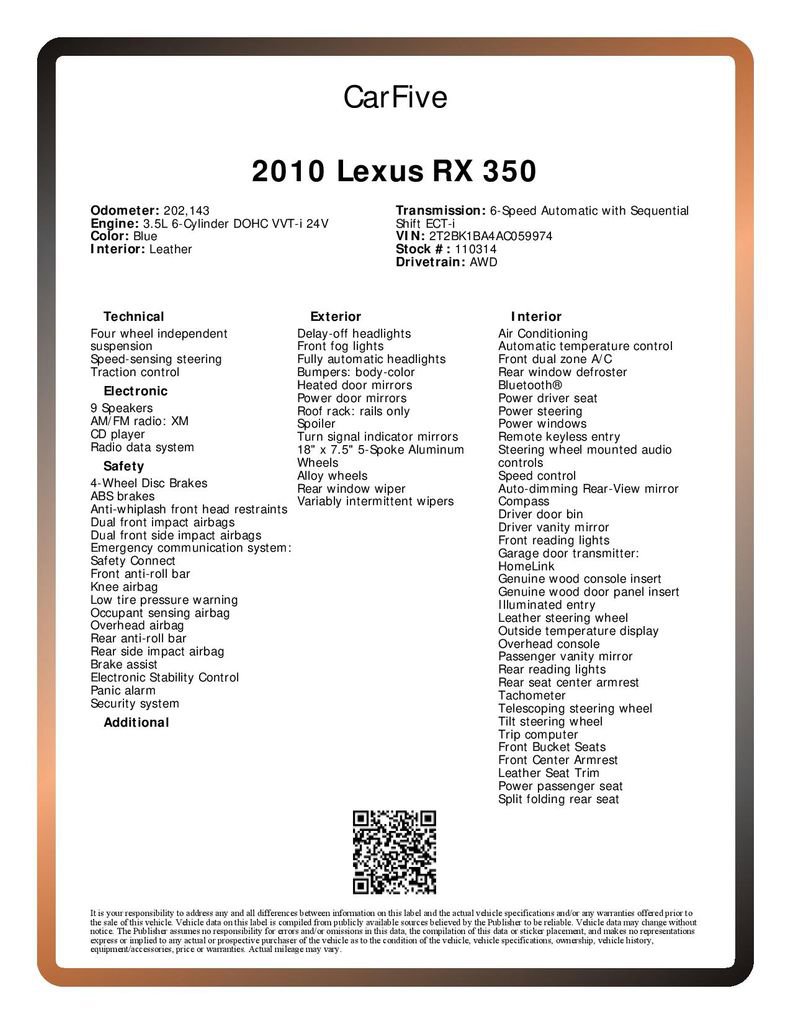 Used 2010 Lexus RX 350 AWD image 32