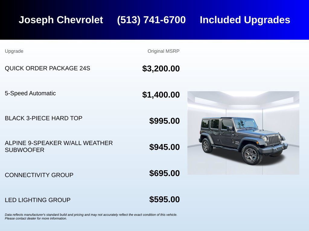 Used 2017 Jeep Wrangler Unlimited Sport w/ Quick Order Package 24S AWD/4WD image 6
