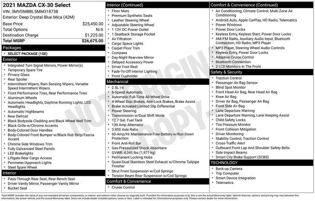 Used 2021 MAZDA CX-30 AWD 2.5 S w/ Select Package image 28