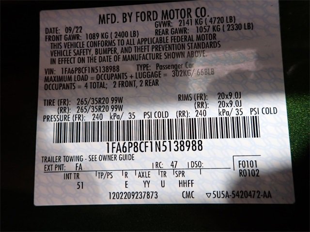 Used 2022 Ford Mustang GT Premium w/ Equipment Group 401A image 38