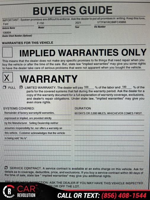 Used 2021 Ford F150 Raptor w/ Equipment Group 801A High image 2