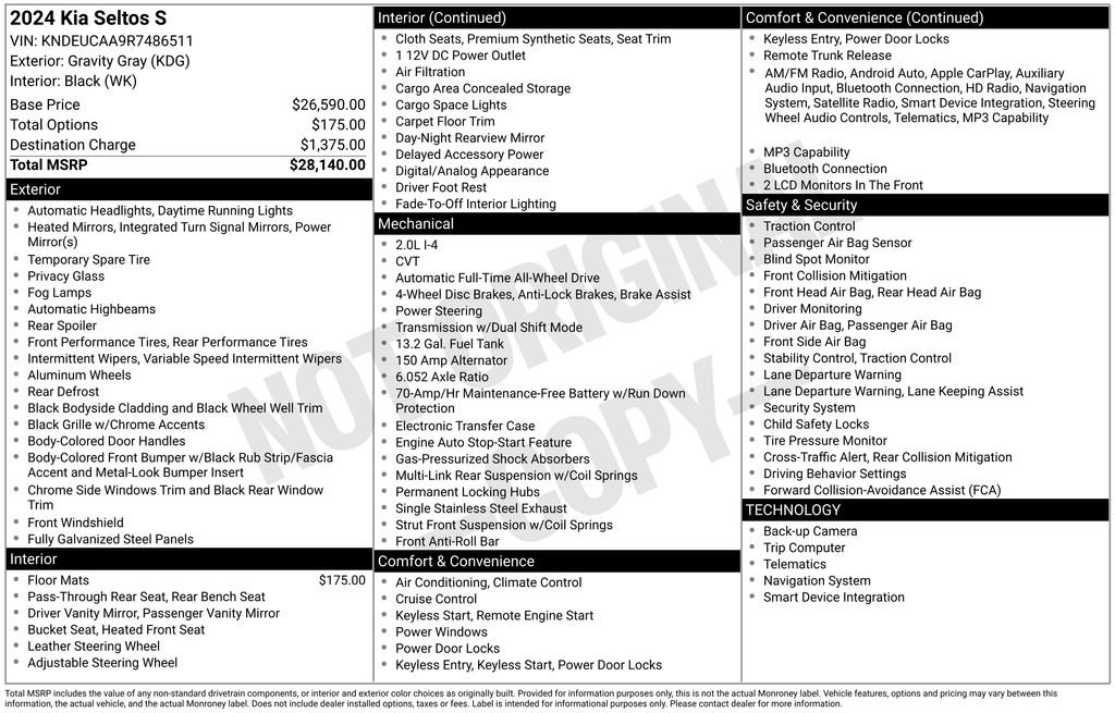 Certified 2024 Kia Seltos S AWD/4WD image 7