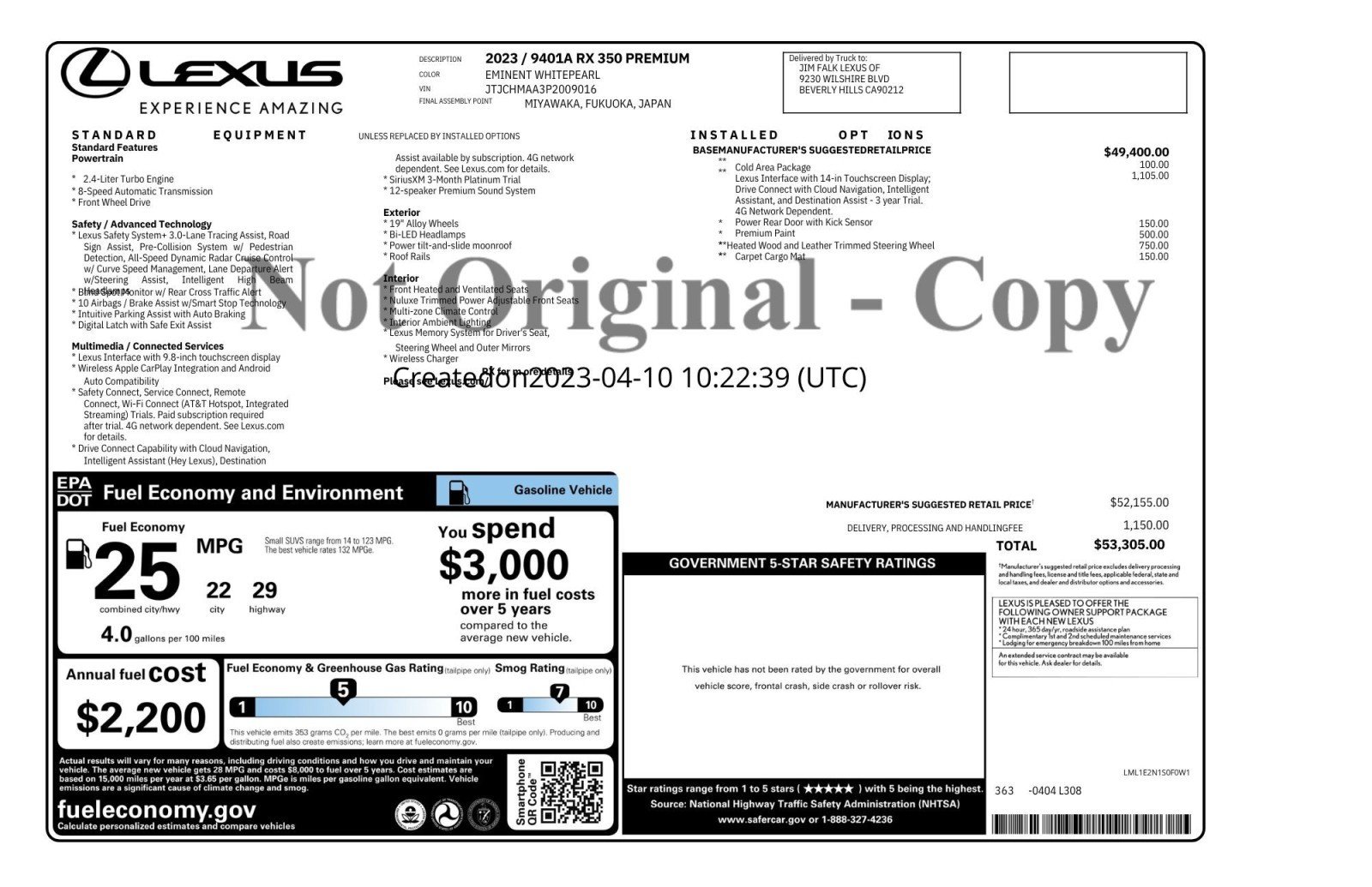 Used 2023 Lexus RX 350 Premium w/ Cold Area Package FWD image 2