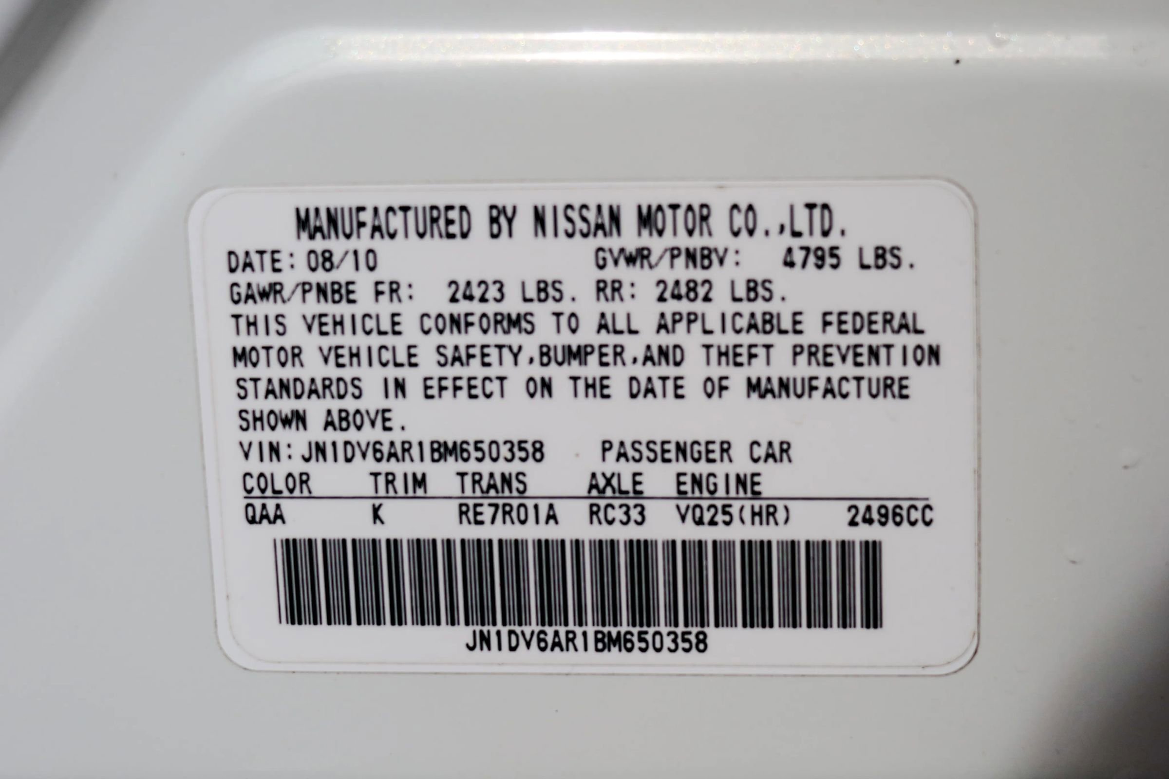 Used 2011 INFINITI G25 x w/ Moonroof Pkg image 9