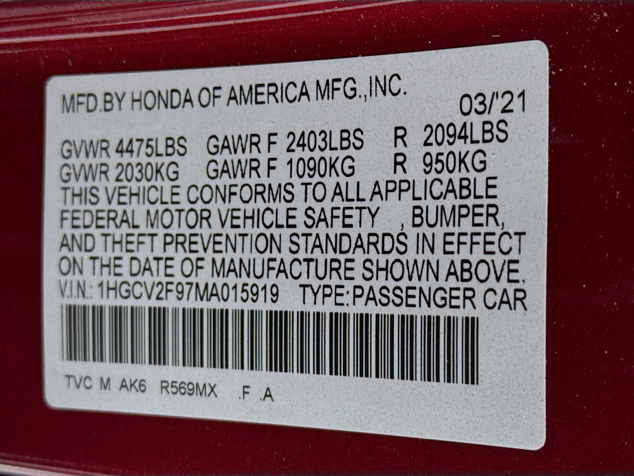 Certified 2021 Honda Accord Touring image 33