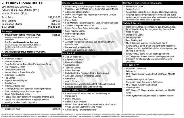 Used 2011 Buick Lucerne CXL w/ Driver Confidence Package FWD image 25