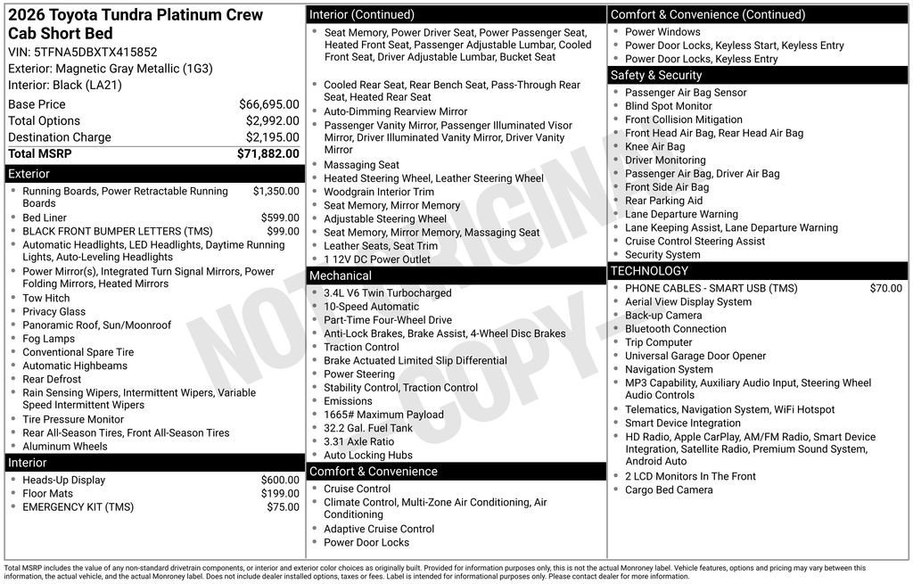 New 2026 Toyota Tundra Platinum AWD/4WD image 7