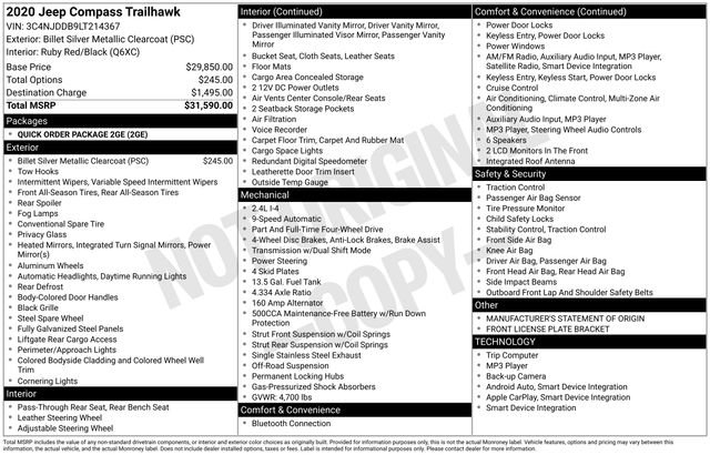 Used 2020 Jeep Compass Trailhawk image 16