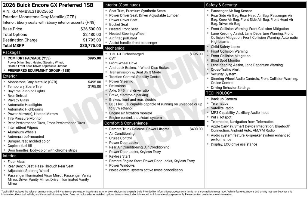 Certified 2026 Buick Encore GX Preferred w/ Comfort Package FWD image 33