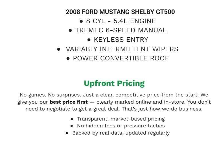 Used 2008 Ford Mustang Shelby GT500 RWD image 2