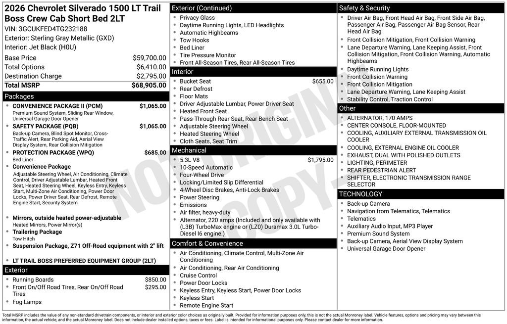 New 2026 Chevrolet Silverado 1500 LT Trail Boss w/ Safety Package image 40