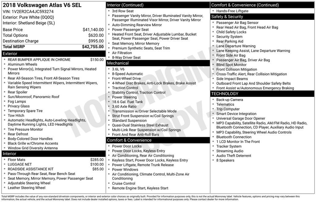 Used 2018 Volkswagen Atlas SEL FWD image 4