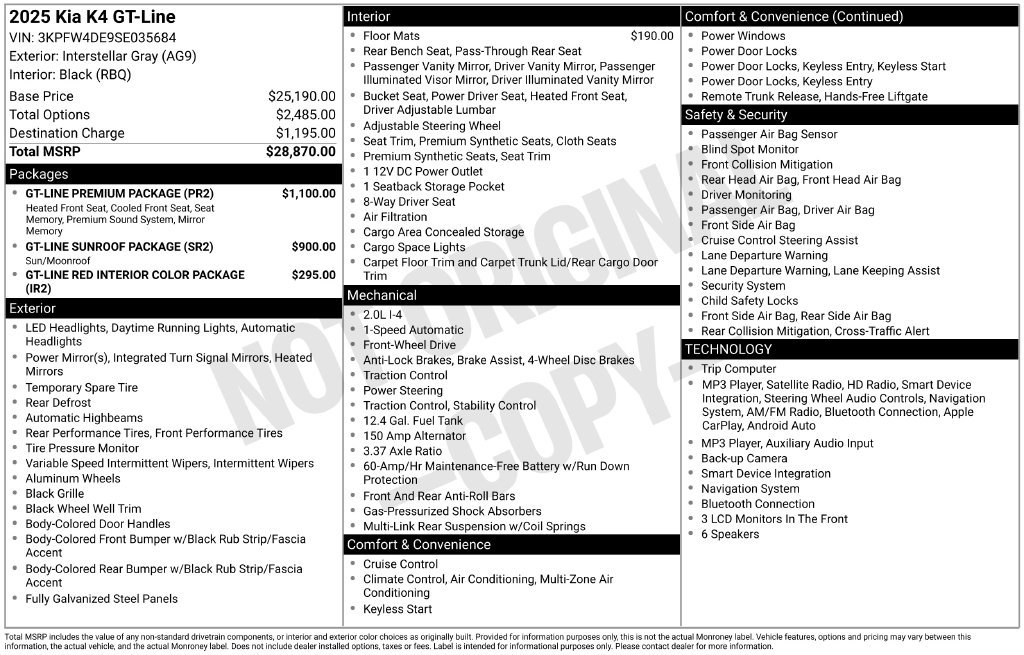 Used 2025 Kia K4 GT-Line w/ GT-Line Premium Package FWD image 42