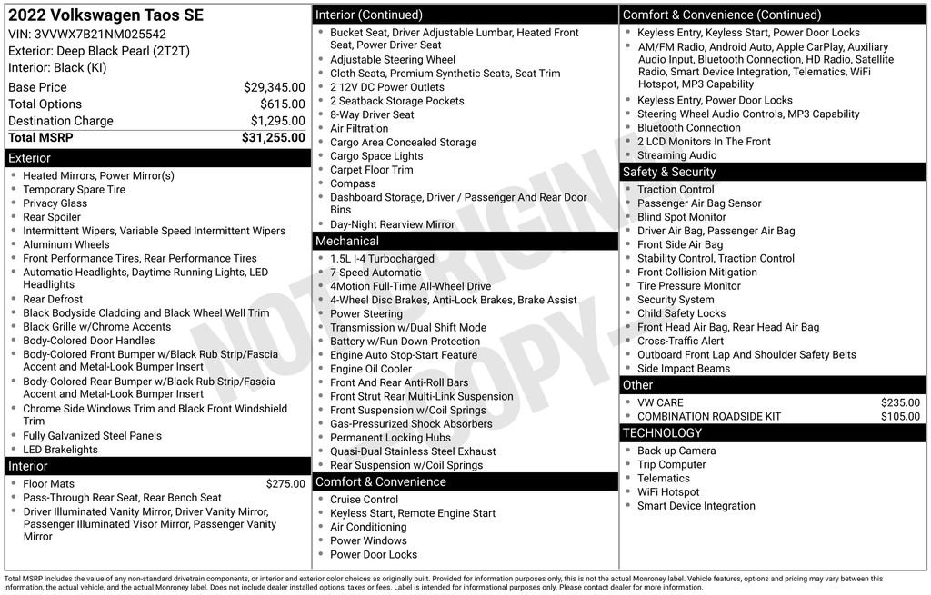 Used 2022 Volkswagen Taos SE image 37