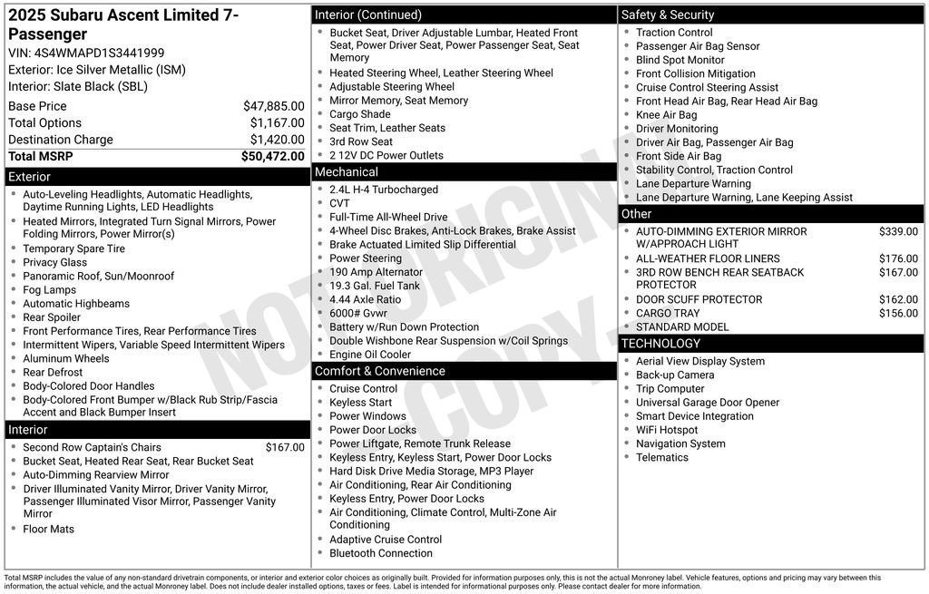 Certified 2025 Subaru Ascent Limited image 48