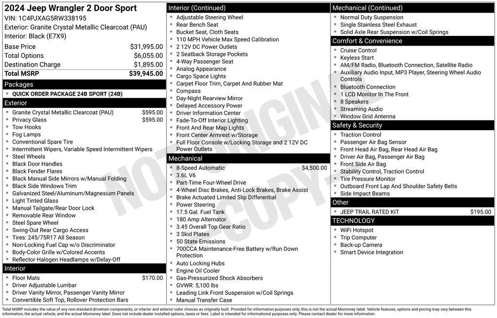 Used 2024 Jeep Wrangler Sport image 38