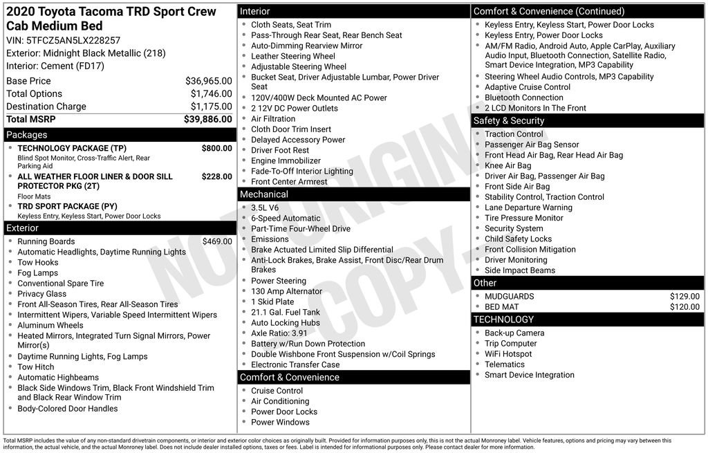 Used 2020 Toyota Tacoma TRD Sport w/ Technology Package image 6