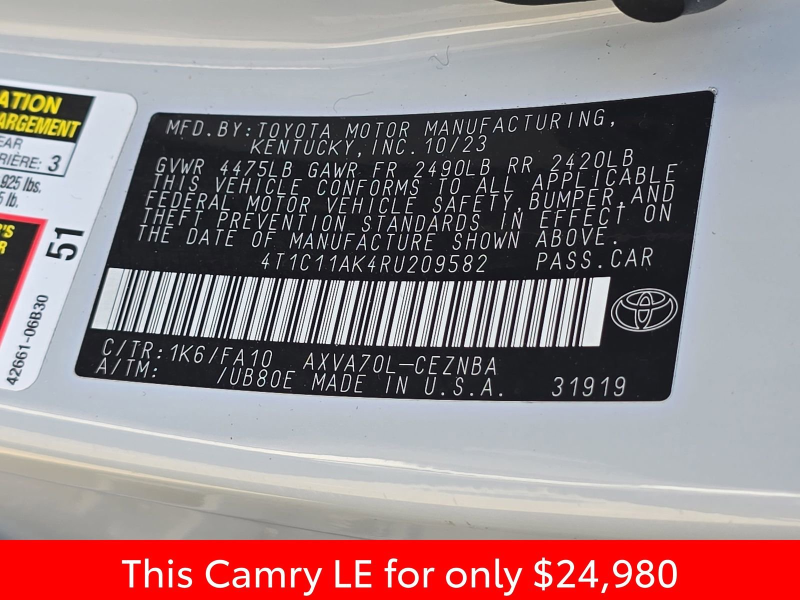 Used 2024 Toyota Camry LE FWD image 41