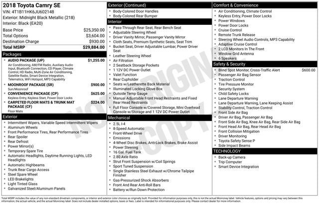 Certified 2018 Toyota Camry SE w/ Audio Package FWD image 34