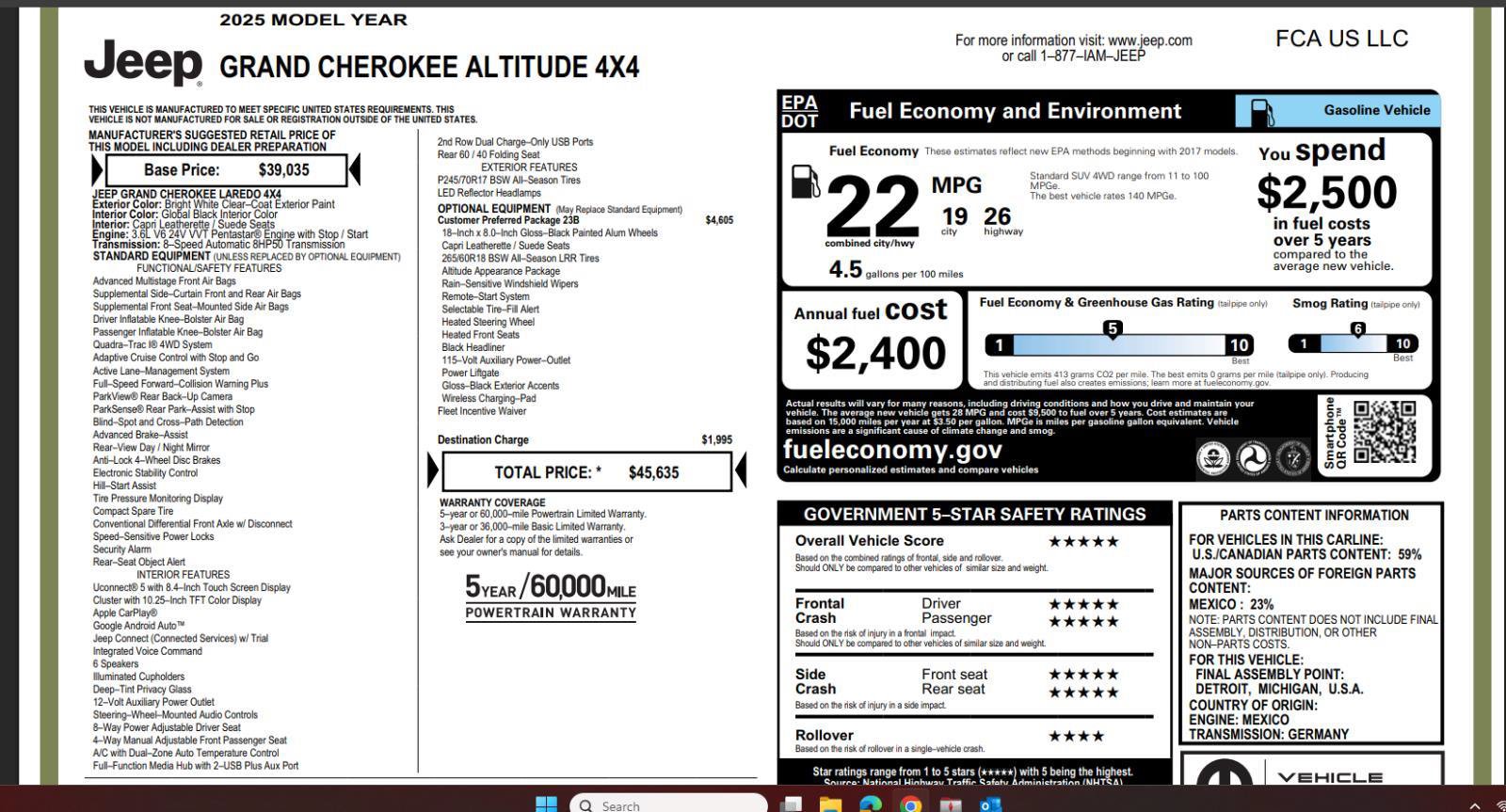 Used 2025 Jeep Grand Cherokee Altitude AWD/4WD image 4