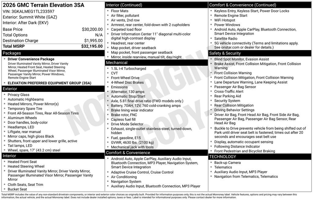 New 2026 GMC Terrain Elevation FWD image 26
