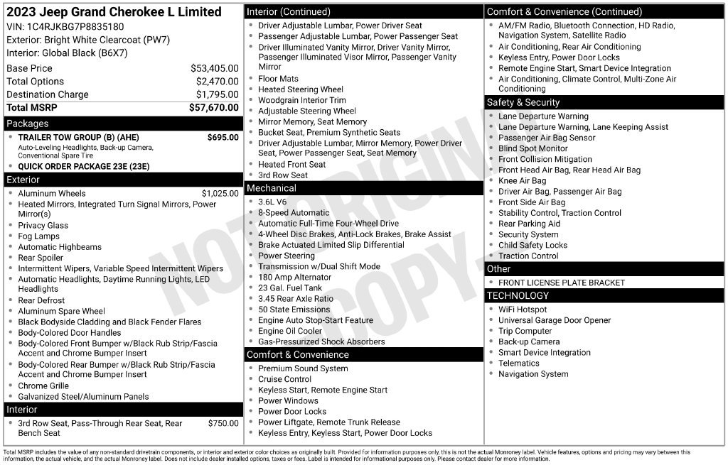 Used 2023 Jeep Grand Cherokee L Limited w/ Trailer Tow Group (B) AWD/4WD image 14