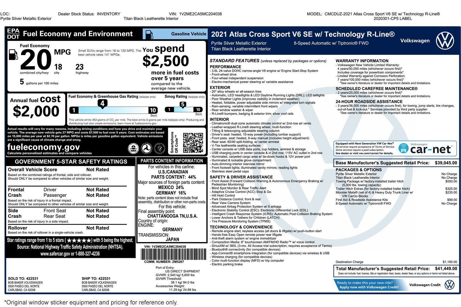 Used 2021 Volkswagen Atlas Cross Sport SE w/ V6 Towing Package image 2