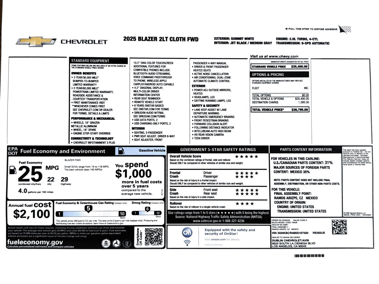 Used 2025 Chevrolet Blazer LT image 31