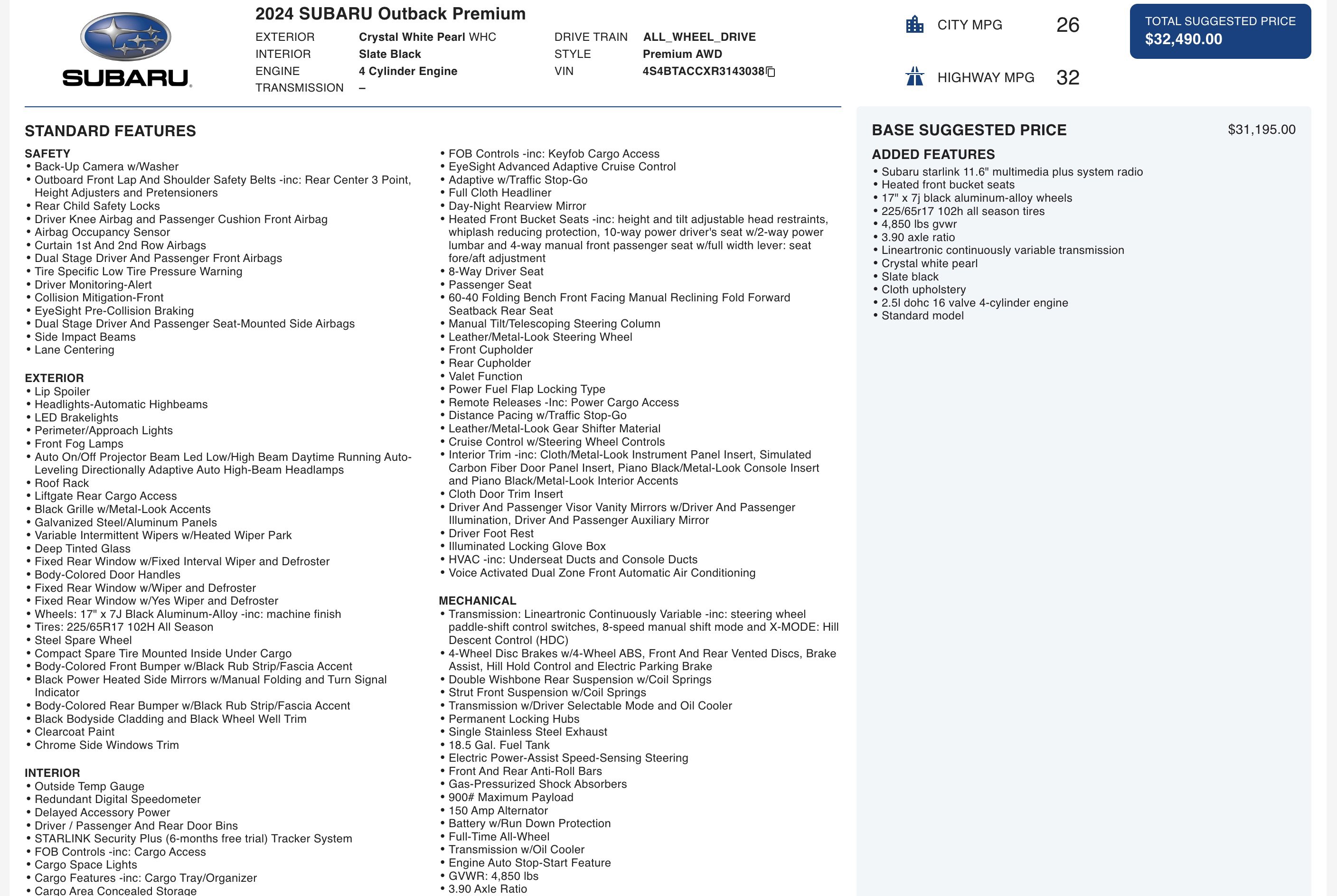 Used 2024 Subaru Outback Premium image 5