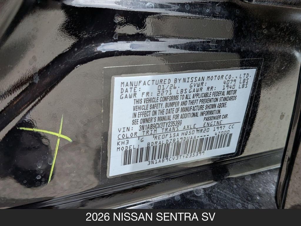 Used 2026 Nissan Sentra SV w/ Floor Mat Package FWD image 24