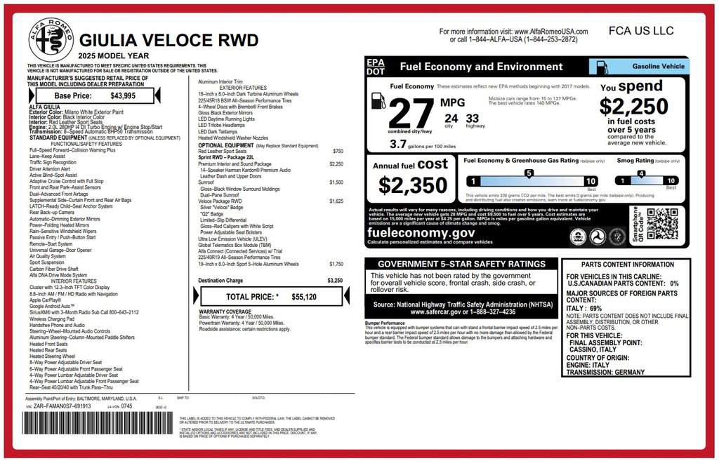Used 2025 Alfa Romeo Giulia RWD image 3
