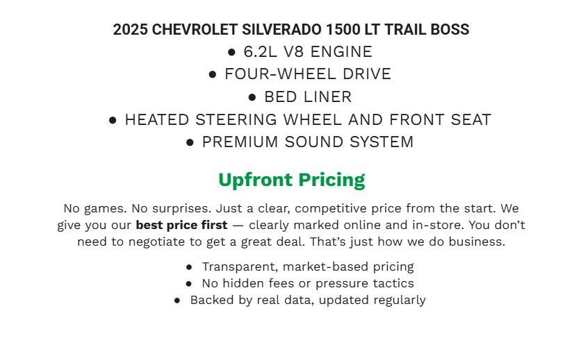 Used 2025 Chevrolet Silverado 1500 LT Trail Boss w/ LT Trail Boss Premium Package AWD/4WD image 2
