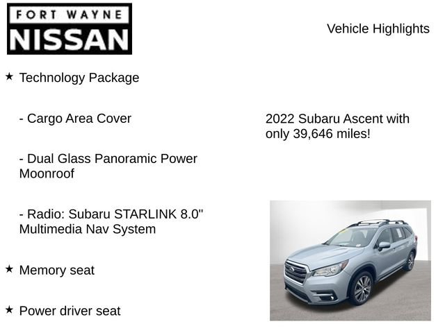 Used 2022 Subaru Ascent Limited w/ Technology Package AWD/4WD image 7