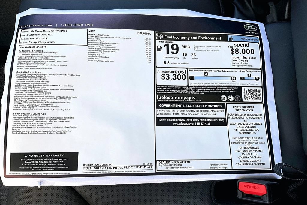New 2026 Land Rover Range Rover SE AWD/4WD image 14