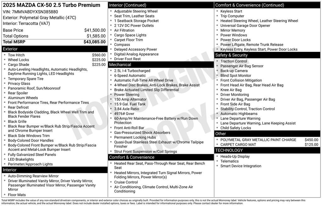 New 2025 MAZDA CX-50 AWD 2.5 Turbo w/ Premium Pkg image 3