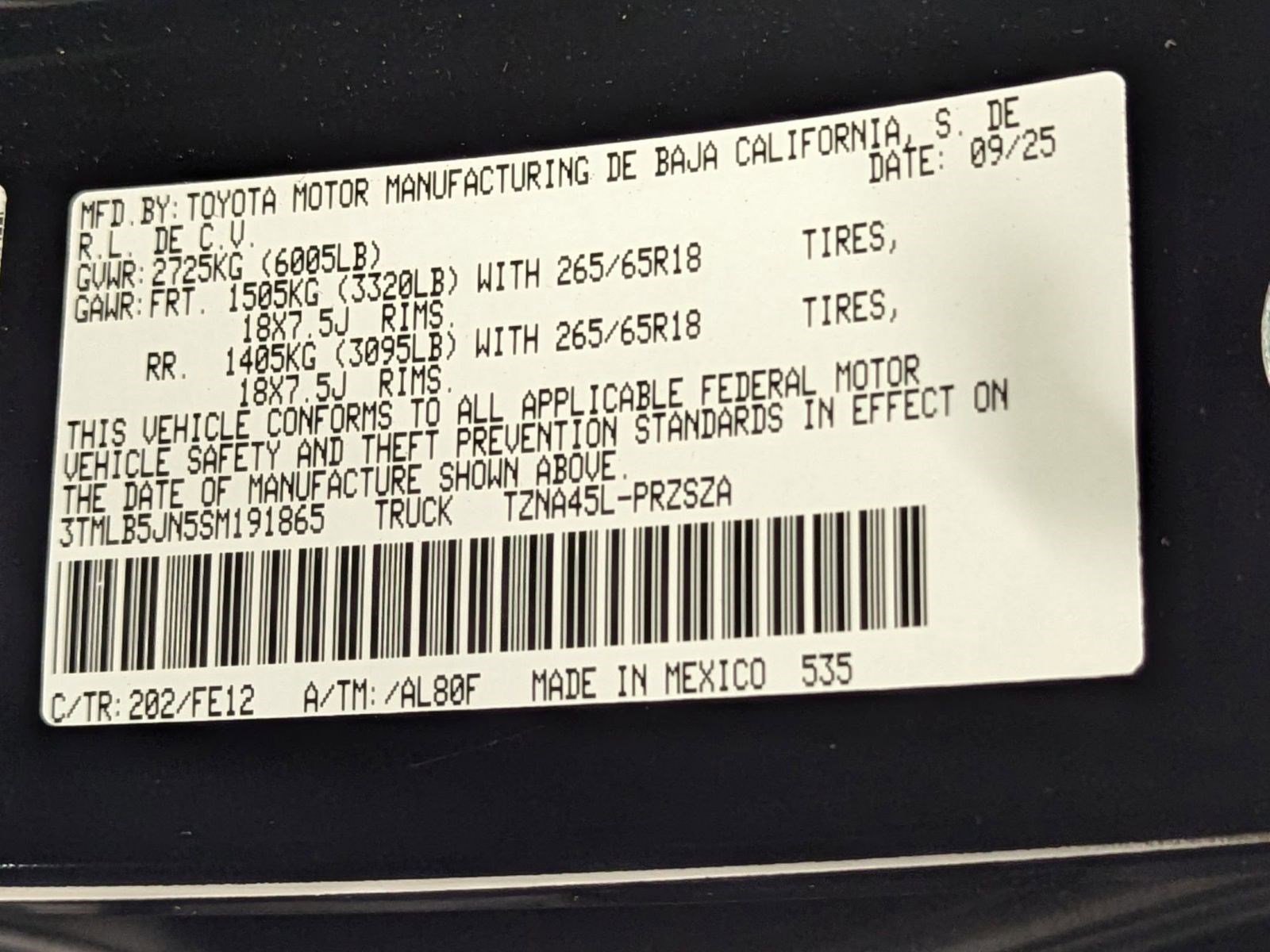 New 2025 Toyota Tacoma SR image 18