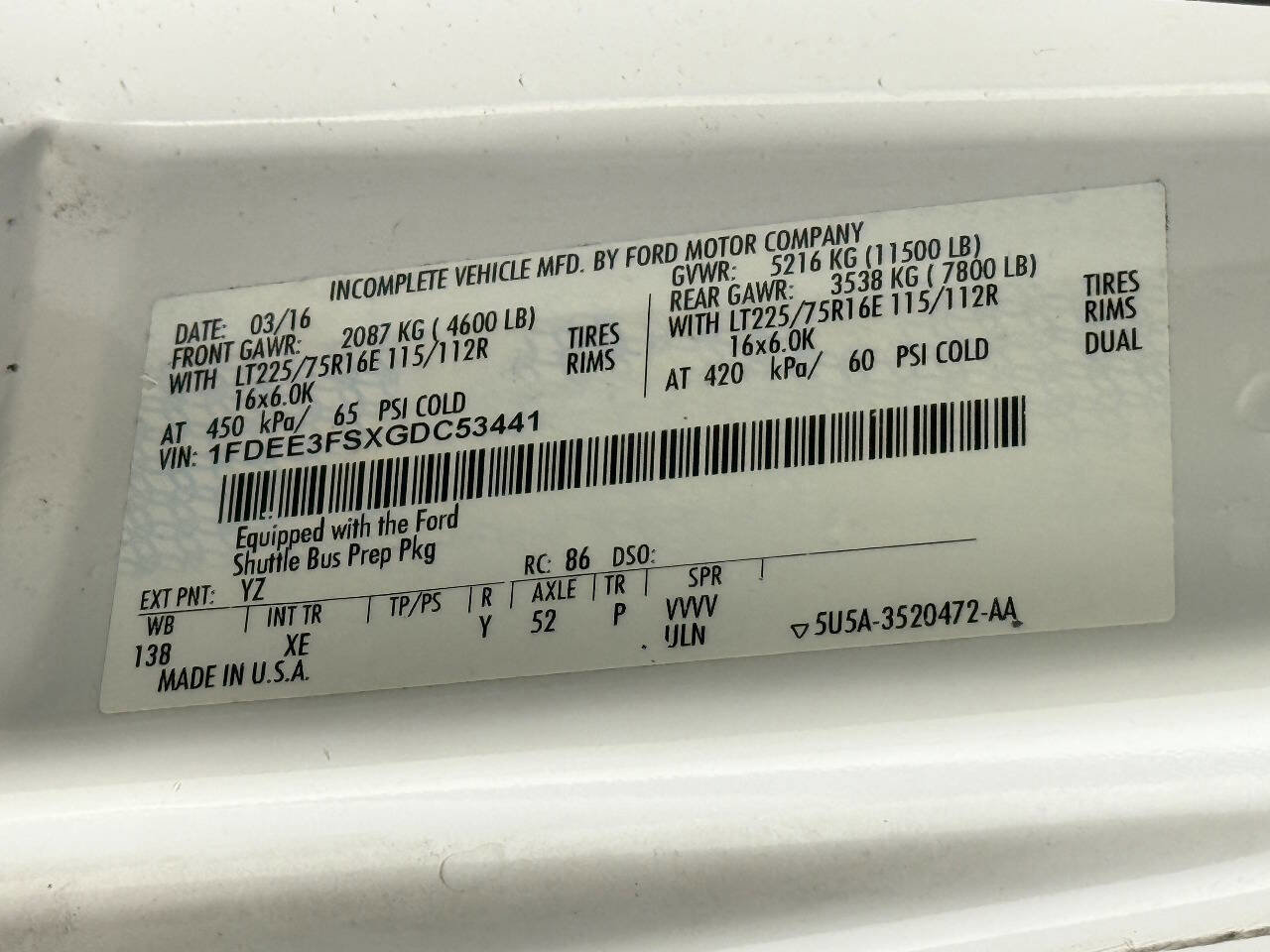 Used 2016 Ford E-350 and Econoline 350 Super Duty w/ Shuttle Bus Prep Package image 94