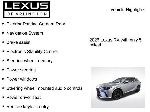 New 2026 Lexus RX 350 Premium w/ Convenience Package AWD/4WD image 7