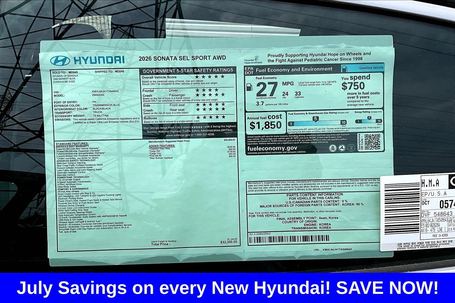 New 2026 Hyundai Sonata SEL AWD/4WD image 18