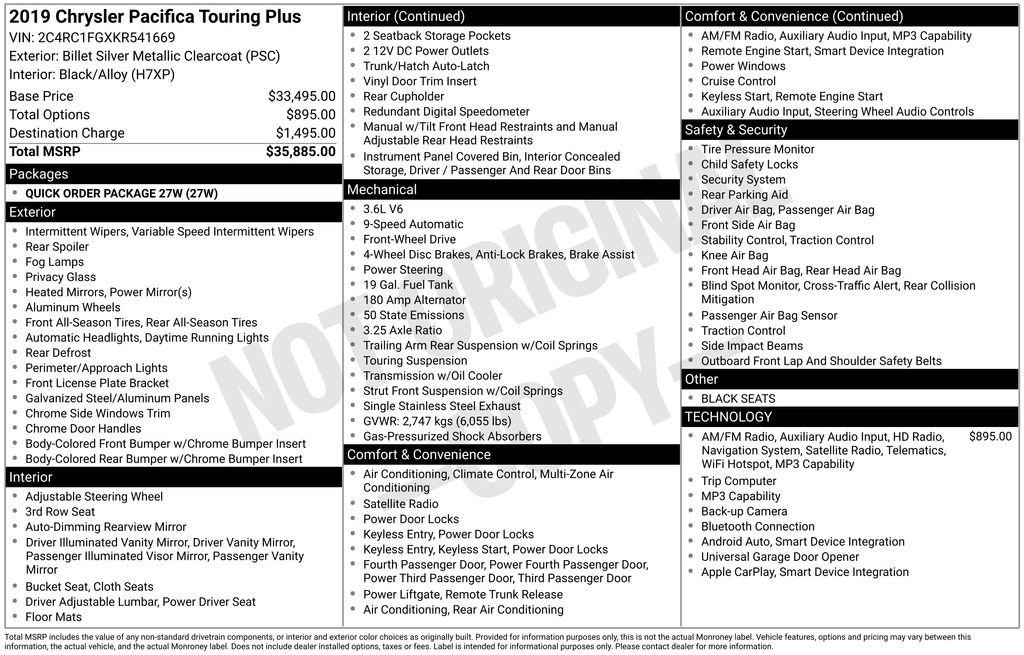Used 2019 Chrysler Pacifica Touring Plus image 10