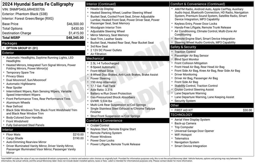 Used 2024 Hyundai Santa Fe Calligraphy FWD image 6
