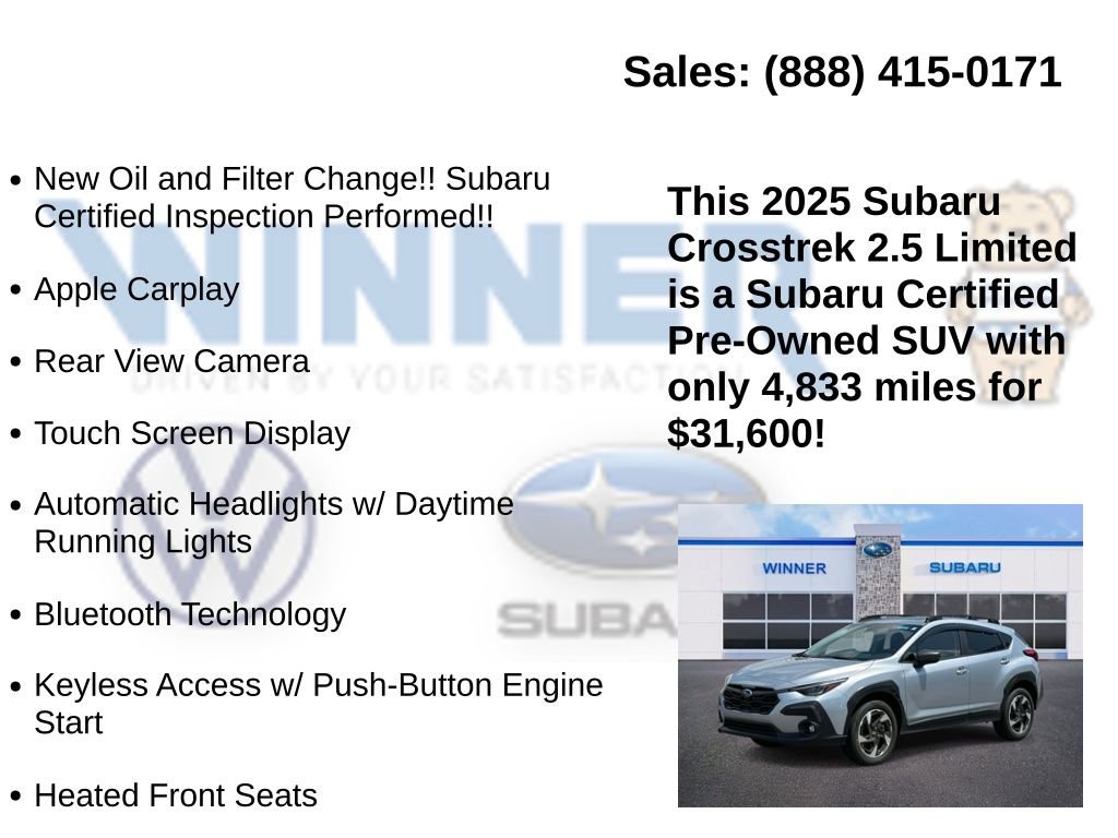 Certified 2025 Subaru Crosstrek 2.5i Limited w/ Crosstrek Mirror Package image 7